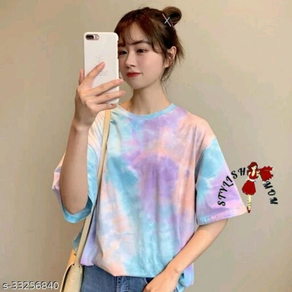 Tie Die T-shirts - Purple-Blue, M