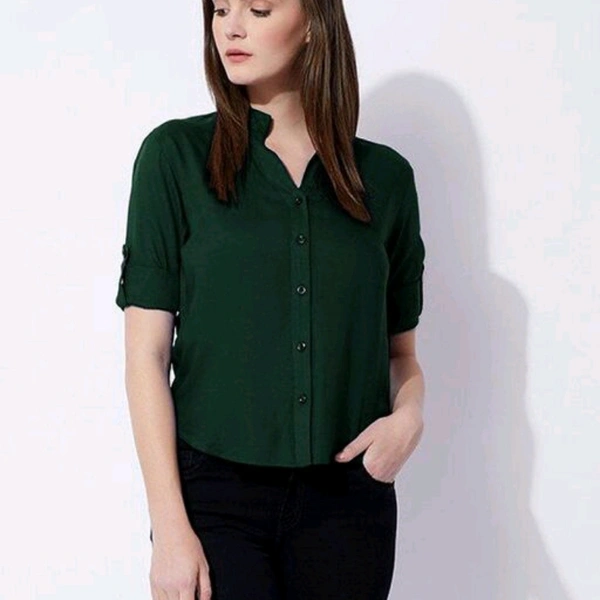 Full Sleeves Women Shirts - Dark green, M