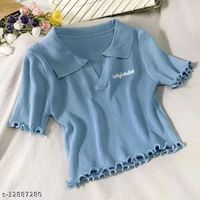 Collar Flared Top - Purple, XS