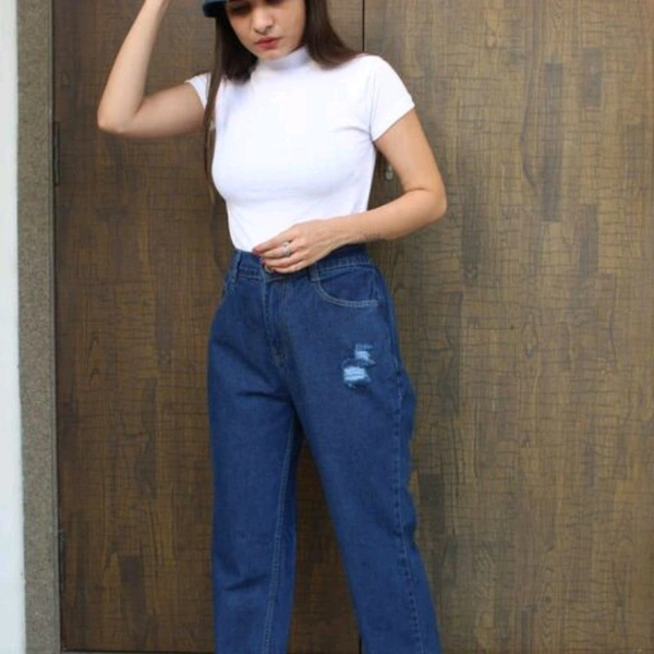 Mom Fit Jeans - Dark blue, 28