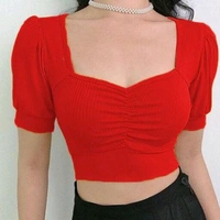 Open Neck Crop Top - Leavender, S