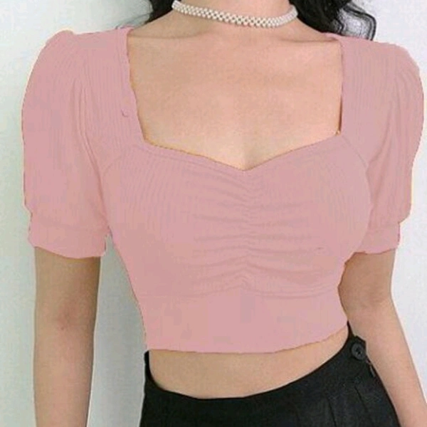 Open Neck Crop Top - White, M