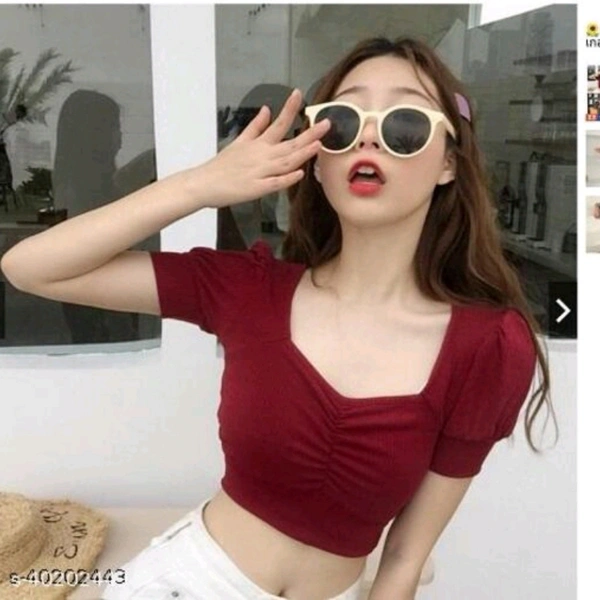 Open Neck Crop Top - Black, L