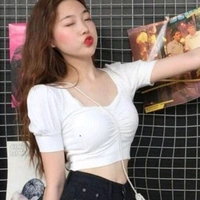 Open Neck Crop Top - Black, L