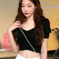 Open Neck Crop Top - Red, L