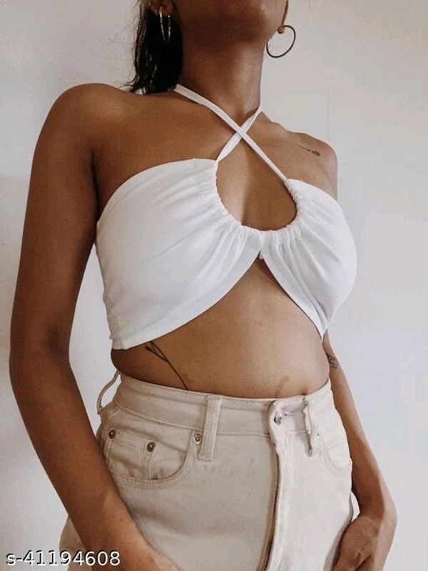 Cross Neck Top - White, Xs