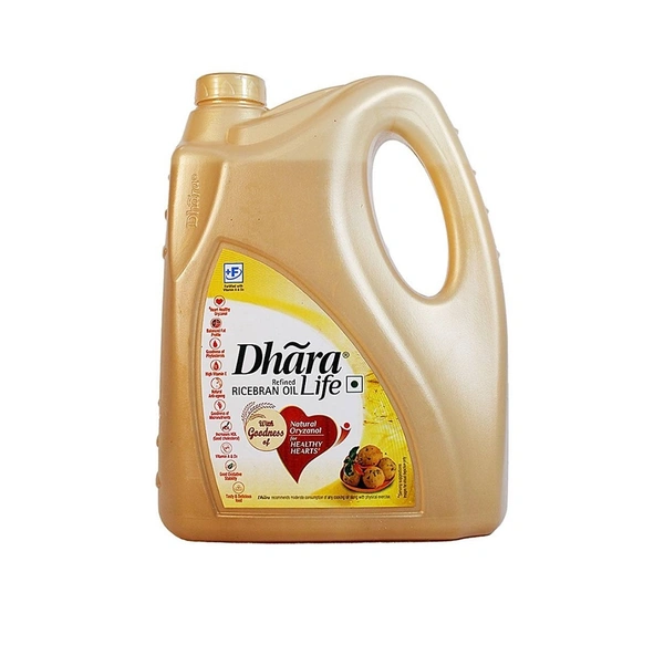 Dhara Refined Rice Bran Oil 5 Lit - 5 Lit