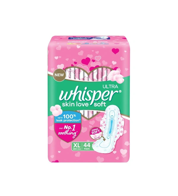 Whisper Sanitary Pads Ultra Soft Wing XL 44 Pc