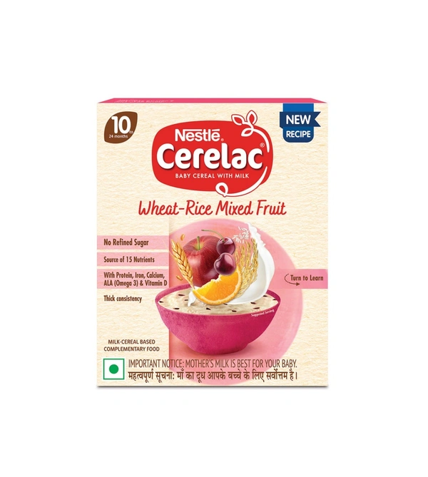 Nestle Cerelac Wheat Rice Mix Fruit 300 Gm 10 To 24 Months - 