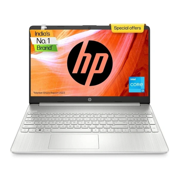 CORE I3- 12TH GEN- HP 15S-  FQ5326TU Intel Core i3-1215U,15.6 inch(39.6 cm),FHD,Anti-Glare,8 GB DDR4,512 GB SSD,Windows 11,MSO,Dual Speakers,1.69 kg,Natural Silver,