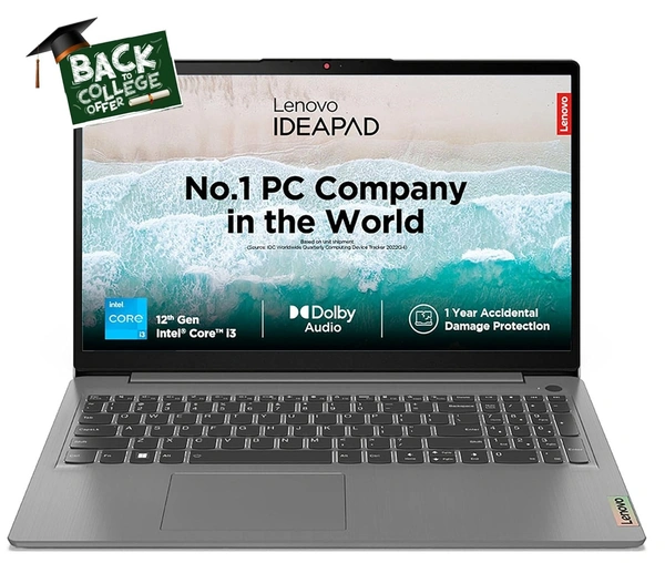 CORE I3- 12TH GEN- LENOVO  IP SLIM-3 0VWIN- Intel Core i3 12th Gen 15.6" (39.62cm) FHD Thin & Light Laptop (8GB/512GB SSD/Windows 11/Office 2021/1Yr ADP FreeArctic Grey/1.63Kg), 