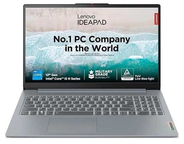CORE I5- 12TH GEN- Lenovo IdeaPad Slim 3 12th Gen Intel Core i5-12450H 15.6" (39.6cm) FHD IPS Thin & Light Laptop (16GB/512GB SSD/Win 11/Office 21/Backlit KB/Alexa Built-in/3 Mon Game Pass/Arctic Grey/1.6Kg), 83ER008GIN