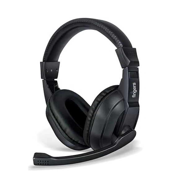 HEADPHONES- FINGERS S10 Wired On Ear Headphones with Adjustable Mic (Black)
