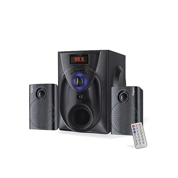SPEAKERS- FINGERS Challenger Wood Encased Multimedia 2.1 Speaker (18 W Stereo Powerful Bass | Bluetooth, FM, USB, SD, AUX (RCA) | Remote Control)