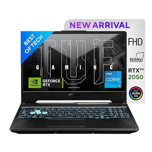 CORE I5- 11TH GEN- ASUS TUF Gaming F17, Intel Core i5-11400H 11th Gen, 17.3-inch (43.94 cm) FHD 165Hz, Gaming Laptop (16GB/512GB SSD/4GB NVIDIA GeForce RTX 2050/Win 11/ RGB Backlit KB/Black/2.60 kg), FX706HF-NY040W