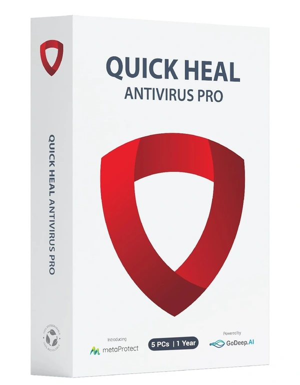 ANTIVIRUS- MULTIUSER- 1YEAR- 5PC- Quick Heal Antivirus Pro Latest Version - 5 PCs, 1 Years | AI Based Device Security for Laptop | Email and Browsing Protection
