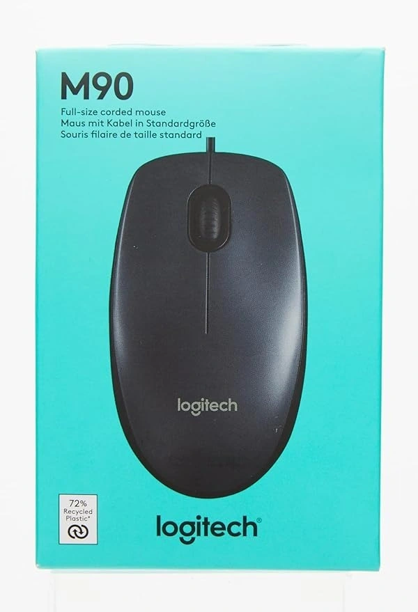 MOUSE- WIRED- Logitech M90 Wired USB Mouse,  1000 DPI Optical Tracking, Ambidextrous PC/Mac/Laptop - Black