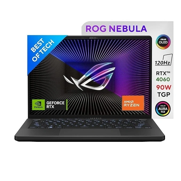 RYZEN- GAMING- ASUS ROG Zephyrus G14 (2024), AMD Ryzen 9 8945HS, 14.0-inch 3K OLED 120Hz, Gaming Laptop (16GB/1TB SSD/NVIDIA GeForce RTX 4060 /Windows 11/Eclipse Gray/1.50 Kg), GA403UV-QS085WS