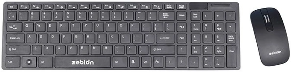 COMBO- WIRELESS- ZEBION G1600 Wireless Keyboard Mouse Combo with Nano Receiver, Slim,Elegant and Ergonomic chiclet Design, Tested with Over 15 Million keystrokes and clicks,1000 DPI,Durable Body (Black)