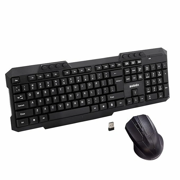 COMBO- WIRELESS- ZEBION G2400 Wireless Keyboard Mouse Combo with Nano Receiver, Tested with Over 1 Billion keystrokes and clicks,Durable Body, Multimedia Keyboard, Adjustable DPI, 1 Year Warranty, Black Color