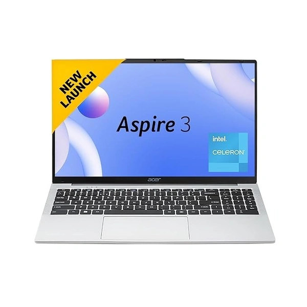 CELERON- Acer Aspire 3 Laptop Intel Core Celeron N4500 Processor Laptop (8 GB LPDDR4X SDRAM/512 GB SSD/Win11 Home/38 WHR/HD Webcam) A325-45 with 39.63 cm (15.6") HD Display, Pure Silver, 1.5 KG