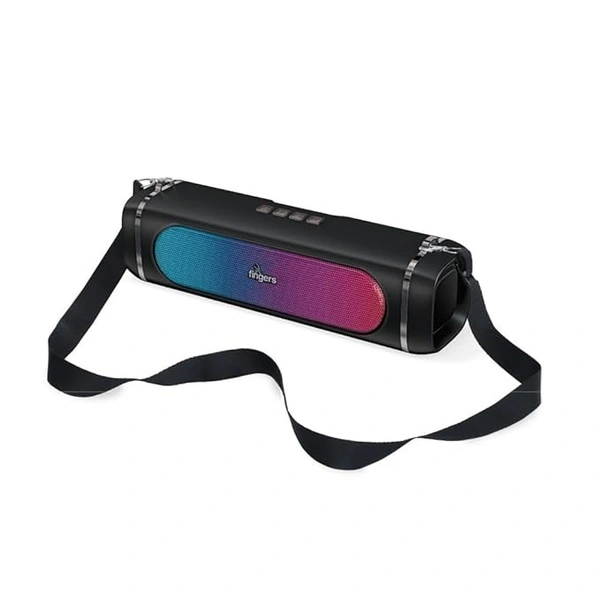 SPEAKERS- FINGERS SoundPower-20 Bluetooth Portable Speaker with Powerful 20 W Deep Bass, Mesmerizing RGB lights, 9-hour Playtime, Free Carry Strap, Built-in Mic (Black)