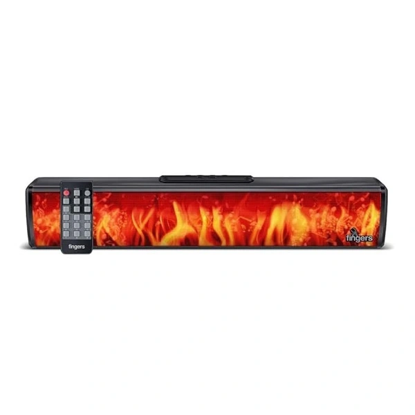 SPEAKERS- FINGERS SoundFlame (India’s First Portable Speaker with Flame effects, Deep Bass 16 W, Bluetooth v5.3, USB, MicroSD, AUX, Magnetic Remote Control) – Rich Black