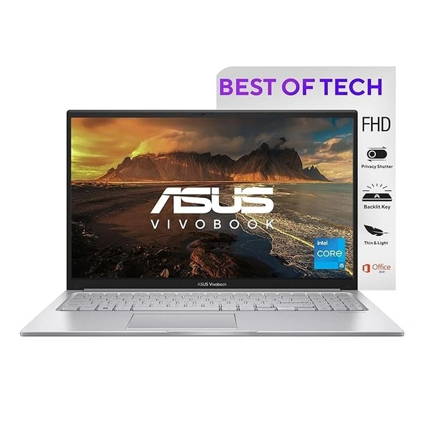 CORE I5- 12TH GEN- 	"Intel i5-1235U/ 8GB DDR4/ 512GB SSD/ 15.6"" FHD (1920 x 1080)/ Cool Silver / Backlit KB/ Win 11 Home/ MS Office/ Backpack "--ASUS Vivobook 15 X1504ZA-NJ522WS