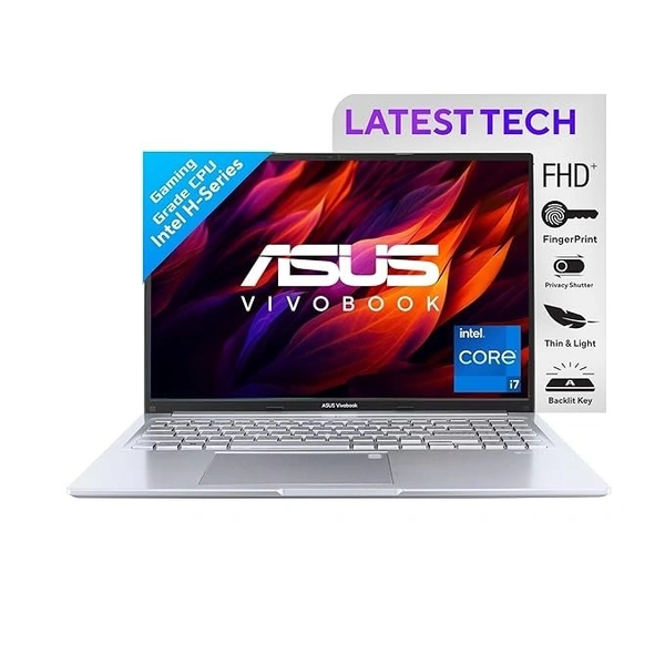 CORE I7- 12TH GEN- ASUS Vivobook 16, 16" (40.64cm)WUXGA 16:10 60 Hz, Intel Core i7-12700H, Thin & Light Laptop (16GB DDR4/512GB SSD/Intel Iris Xe Graphics/Win 11/Office 2021/Transparent Silver/1.88 Kg), X1605ZAC-MB741WS