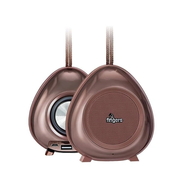 SPEAKERS- FINGERS Brownie2 Portable Speaker (15 Hours Playback | Bluetooth, FM Radio, USB, MicroSD, AUX),Choco Brown