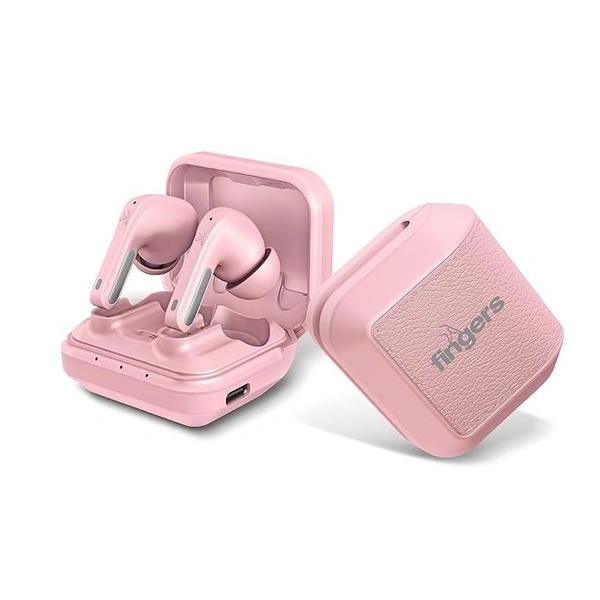 EARBUDS- FINGERS Caribbean Truly Wireless in-Ear Earbuds [28 Hours Total Playback, Built-in Mic with SNC™ (Surround Noise Cancellation) Technology, Voice Assistant, Touch Controls] – Blush Pink