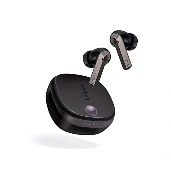 EARBUDS- FINGERS Mesmeric TWS Earbuds Immersive Sound with 10 mm Deep bass Drivers, 60 Hours Playtime, Built-in Quad Mics, SNC™ Technology, Quick Charge Type-C Fast Charging (Gun Metal + Black)