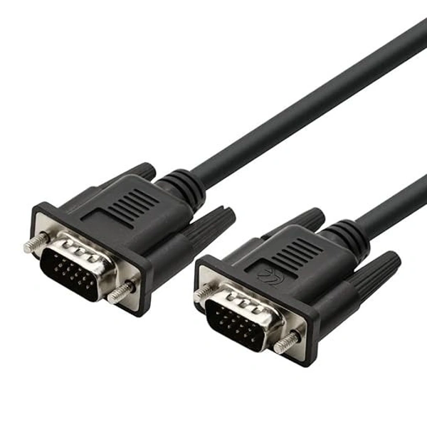 VGA CABLE- 5 MTR- LAPCARE- Lapcare Premium VGA Cable, 15Pin Male to Male (5 M)-Black- 1 Year Warrenty