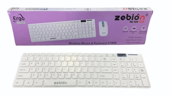 COMBO- WIRELESS- ZEBION G1600 Wireless Keyboard Mouse Combo with Nano Receiver, Slim,Elegant and Ergonomic chiclet Design, Tested with Over 15 Million keystrokes and clicks,1000 DPI,Durable Body (Black)