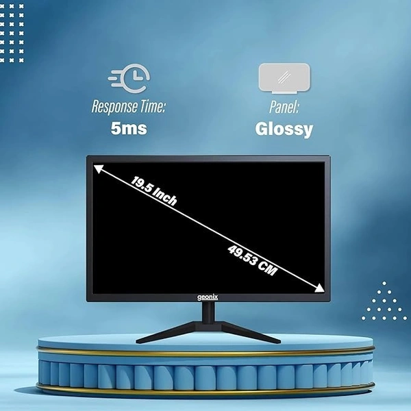 SIZE- 19"- GEONIX PC Monitor (49.53 cm/19.5 Inch) | Display Output-VGA & HDMI | LED Display | Resolution 1600 x 900 | Power Consumption 21W(Max) | 3 Years Warranty