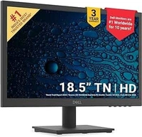 SIZE- 19"- Dell D1918H 18.5" (46 cm) HD Monitor 1366X768 Pixels@60Hz, TN Panel, 3Yrs Warranty, Brightness 200 cd/m², Contrast Ratio 600:1, 16.7m Colours, Colour Gamut 72% NTSC(CIE 1931), HDMI & VGA, Tilt Adjust