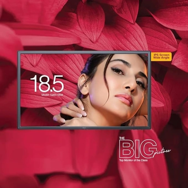 SIZE- 19" - FINGERS Satin-1859 LED Monitor (18.5 Screen Size, 1366 x 768 HD Resolution, IPS Panel, Anti-Glare Screen Display, VGA+HD Interface)