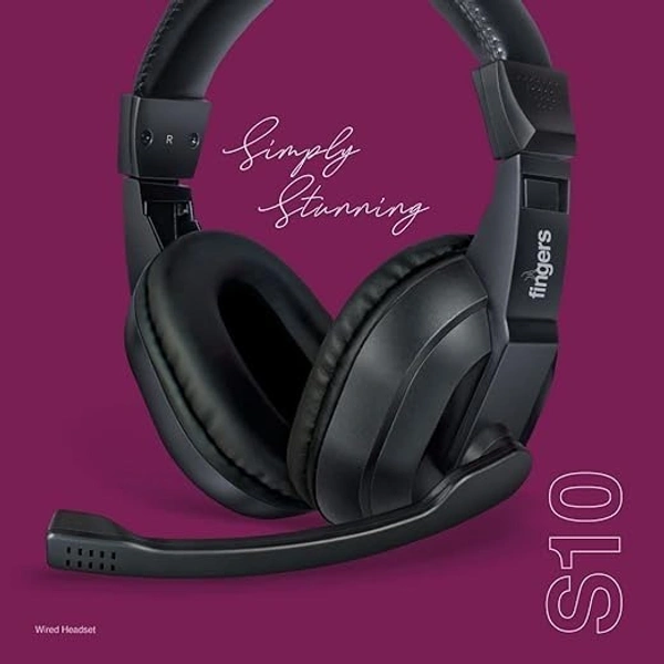 HEADPHONES- FINGERS S10 Wired On Ear Headphones with Adjustable Mic (Black)