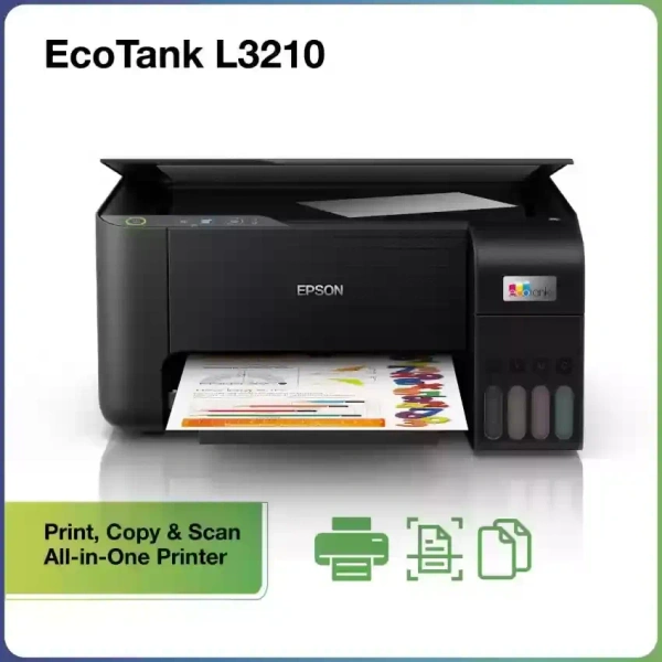 TANK SYSTEM- Epson Ecotank L3210 A4 All-in-One Wired Colour Home Inkjet Printers, Black