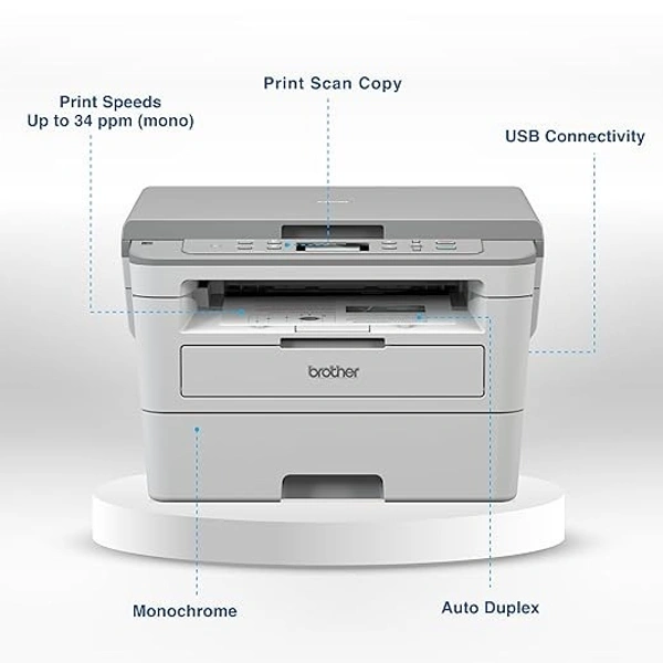 LASERJET-Brother DCP-B7500D Automatic Duplex Laser Printer with 34 Pages Per Minute Print Speed, Multifunction (Print Scan Copy), LCD Display, 128 MB Memory, Large 250 Sheet Paper Tray, USB Connectivity Visit the Brother Store