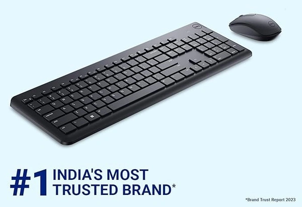 COMBO- WIRELESS- Dell KM3322W Wireless USB Keyboard and Mouse Combo, Anti-Fade & Spill-Resistant Keys, up to 36 Month Battery Life, 3Y Advance Exchange Warranty - Black