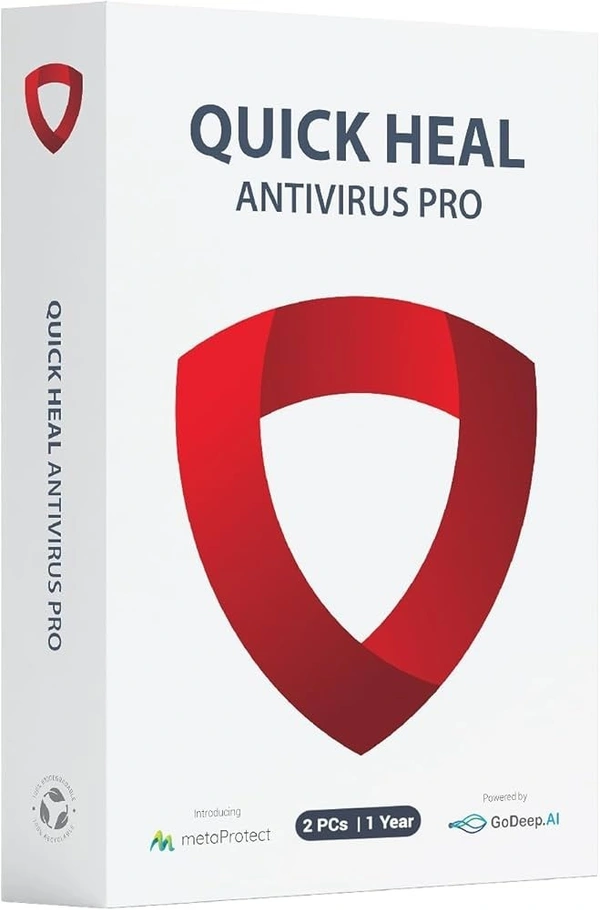 ANTIVIRUS- MULTIUSER- 1YEAR- 2PC- Quick Heal Antivirus Pro Latest Version - 2 PCs, 1 Year | AI Based Device Security for Laptop | Email and Browsing Protection 