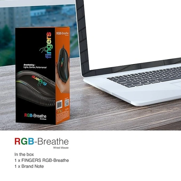 MOUSE- WIRED- FINGERS RGB-Breathe Wired Mouse with Advance Optical Technology and Breathing RGB LED Lights (Lightweight and Comfortable | Compatible with Windows®, Mac, Linux
