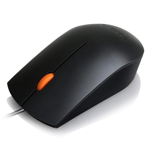 MOUSE- WIRED- Lenovo 300 Wired Plug & Play USB Mouse, High resolution 1600 DPI Optical Sensor, 3-button design with clickable scroll wheel, Ambidextrous, Ergonomic mouse for comfortable all-day Grip (GX30M39704)