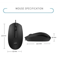 MOUSE- WIRED- HP M10 Wired USB Mouse with 3 Buttons High Definition 1000DPI Optical Tracking and Ambidextrous Design