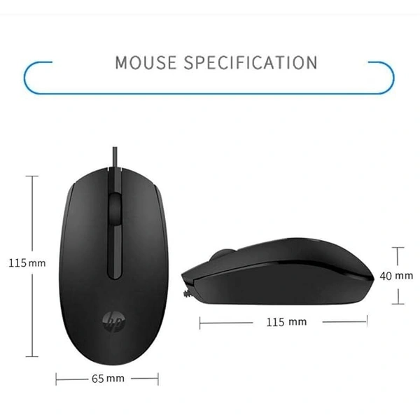 MOUSE- WIRED- HP M10 Wired USB Mouse with 3 Buttons High Definition 1000DPI Optical Tracking and Ambidextrous Design