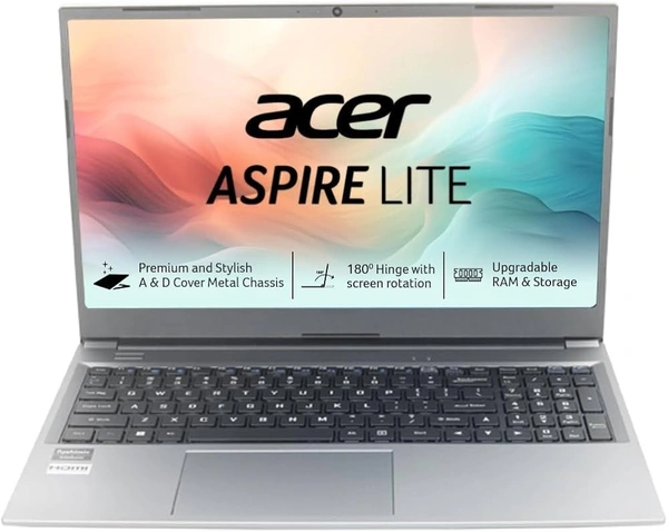 RYZEN- Acer Aspire Lite AMD Ryzen 5 5500U Premium Thin and Light Laptop (16 GB RAM/512 GB SSD/Windows 11 Home) AL15-41, 39.62 cm (15.6") Full HD Display, Metal Body, Steel Gray, 1.59 KG
