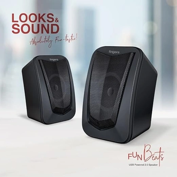 SPEAKERS- FINGERS FunBeats USB Multimedia Speaker (6 W 2.0 channel | Volume Controller | Powerful Bass | Black Standard)