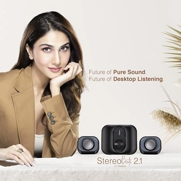 SPEAKERS- FINGERS StereoBeats 2.1 Channel Multimedia Wired Speaker (USB Powered with 3.5 mm stereo input | Powerful 11 Watts | for Computer PCs & Laptops) - Rich Black