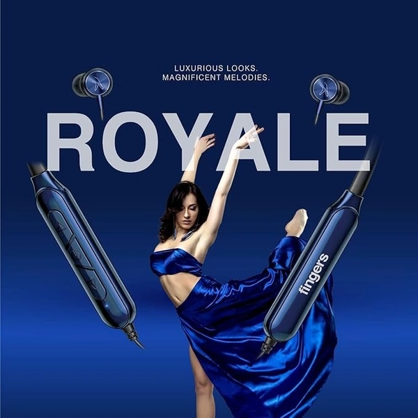 NECKBANDS- FINGERS FC-Royale Bluetooth Wireless Neckband in Ear Earphones with Built in Mic (Royal Blue)